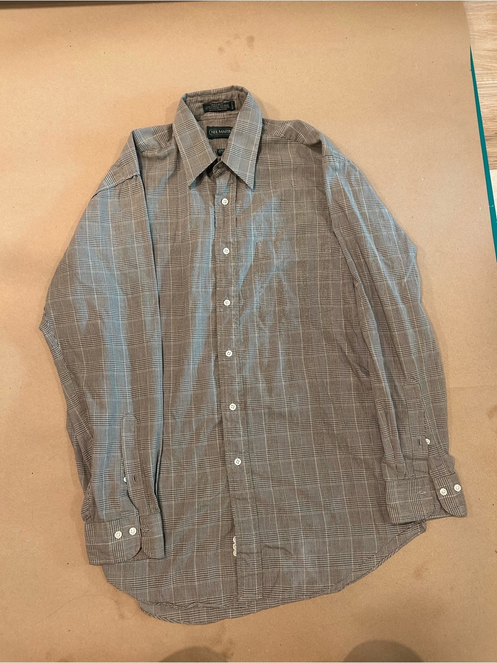 Club Monaco Men's Brown Plaid Long-Sleeve Dress Shirt